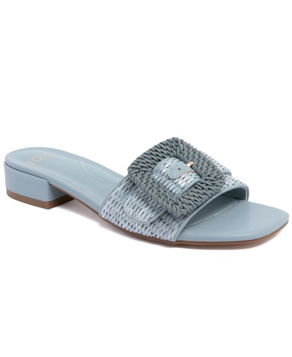 ジョーンズニューヨーク州 レディース シューズ サンダル Jones New York Women\u0027s Vanley Slide Buckle Flat Sandals Denim Blue ジーンズ