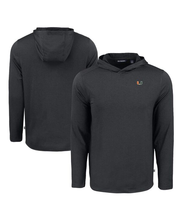 切り手アンドうしろ側 メンズ トップス ティーシャツ パーカー Cutter \u0026 Buck Men\u0027s Black Miami Hurricanes Coastlinepicomfort Long Sleeve Hoodie T-Shirt Black 黒いこと