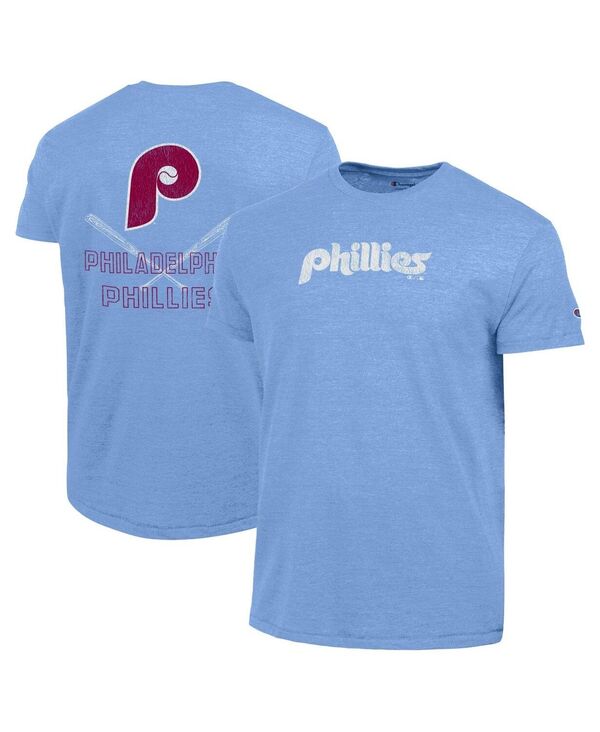 はやりっ児 メンズ トップス ティーシャツ Champion Men\u0027s Light Blue Philadelphia Phillies Tri-Blend T-Shirt Light Blue 青碧