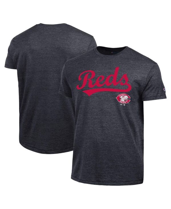 はやりっ子 メンズ トップス ティーシャツ Champion Men\u0027s Black Cincinnati Reds Cooperstown Wordmark Lockup Tri-Blend T-Shirt Black 黒いこと