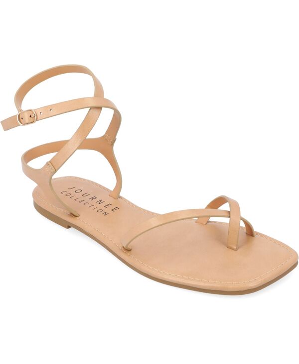 ジュルネ 寄せあわせ レディース シューズ サンダル Journee Collection Women\u0027s Charra Strappy Flat Sandals Tan タン