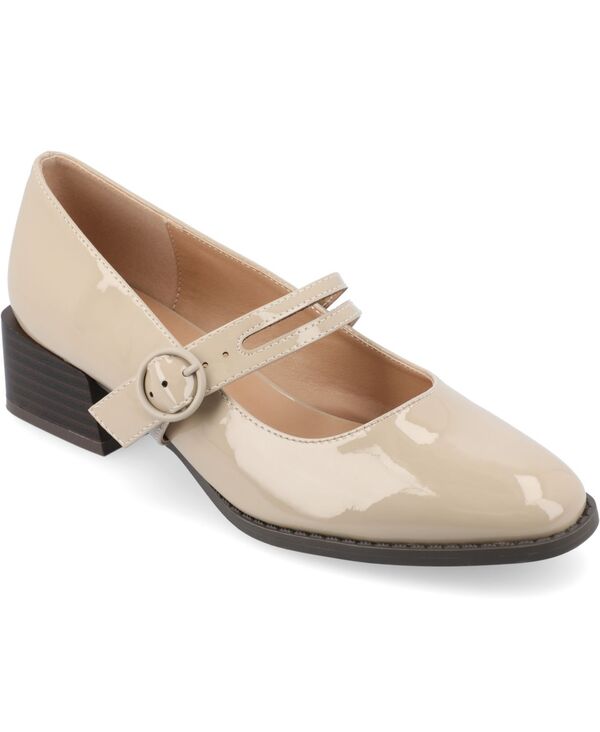 ジュルネ 寄せ合わせ レディース シューズ パンプス 踵 Journee Collection Women\u0027savvi Block Heel Mary Jane Flats Taupe Patent トープ