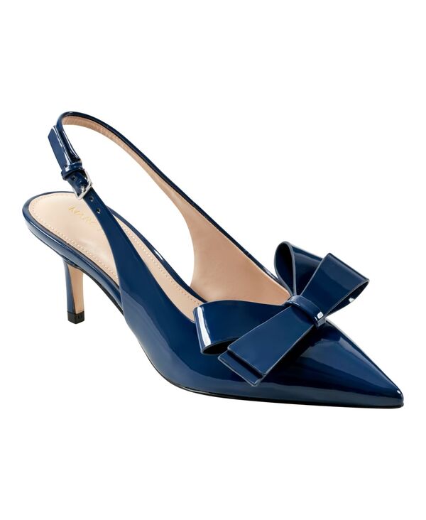 マークフィッシャー レディース シューズ パンプス Marc Fisher Women\u0027s Allon Bow Slingback Pumps Dark French Blue Patent 青み
