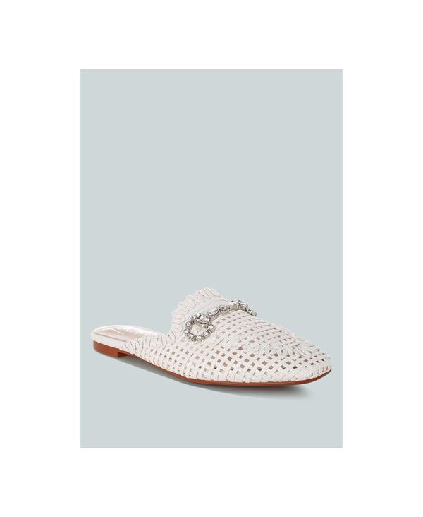ロンドンラグ レディース シューズ パンプス トール London Rag Women\u0027s Roboma Metallic Woven Diamante Mules White metallic weaved fabric 白いこと