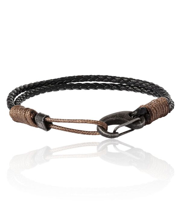 ラッキーブランド メンズ 佩び物 ブレスレット・バングル・アンクレット プルオーバー Lucky Brand Carabiner Cord Stainlessteel Bracelet for Men Braided Bracelet Mens Jewelry Black brown 黒いこと