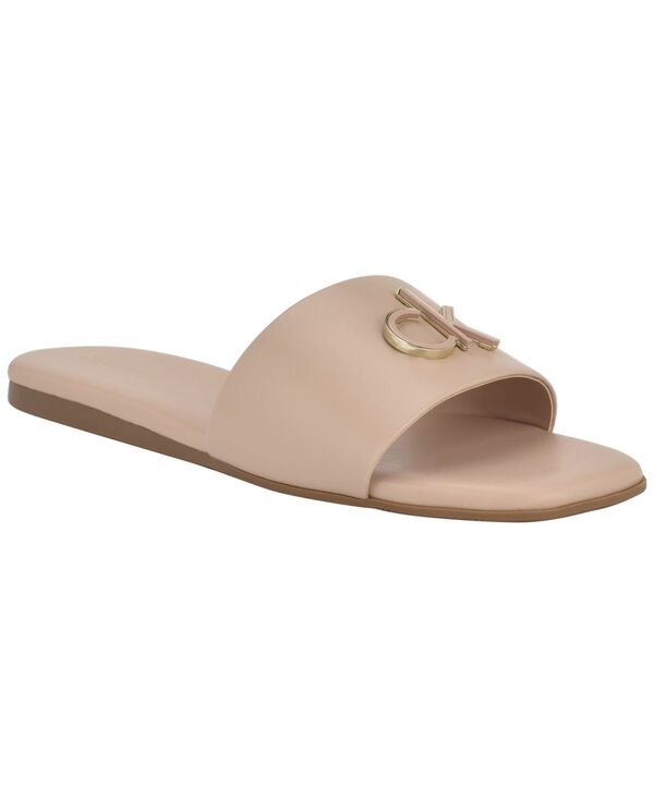 カルバンクライン レディース シューズ サンダル ロゴタイプ Calvin Klein Women\u0027s Yancie Logo Flat Slide Sandals Light Natural