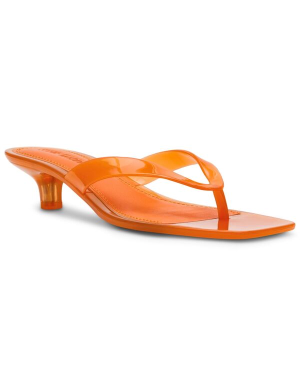 スティーブ マデン レディース シューズ サンダル 踵 Steve Madden Women\u0027s Tracie-Jelly Thong Kitten-Heel Sandals Orange オレンジ色