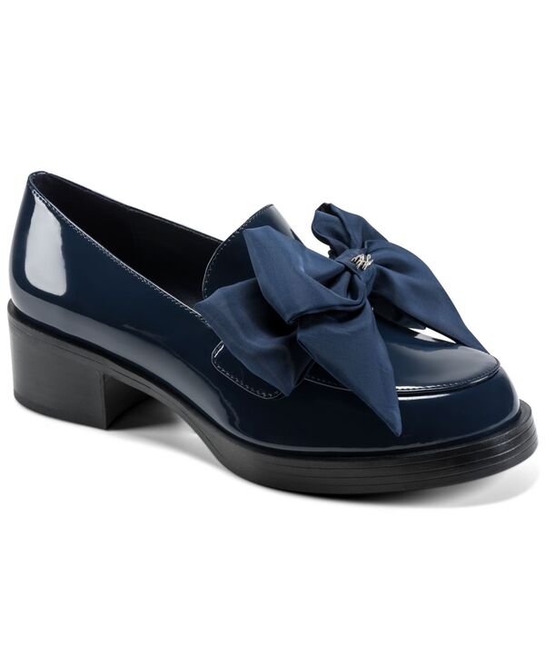 長い巻き毛 ラガーフェルド レディース シューズ パンプス 置き目毛革 KARLAGERFELD PARIS Women\u0027s Camilia Bow Slip-On Loafers New Navy Patent 米国海軍