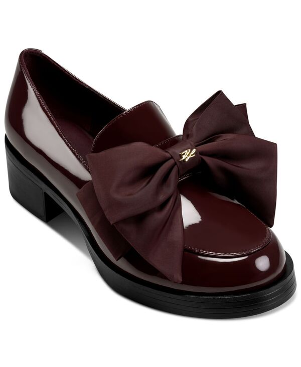 長い巻き毛 ラガーフェルド レディース シューズ パンプス 置き目毛革 KARLAGERFELD PARIS Women\u0027s Camilia Bow Slip-On Loafers Wine Patent ブドウ酒