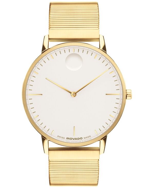 モバド レディース 佩び物 ウォッチ プルオーバー Unisex Movado Face Swiss Quartz Ionic Plated Light Yellow Gold Steel Watch 41粍 Gold-tone ゴールド