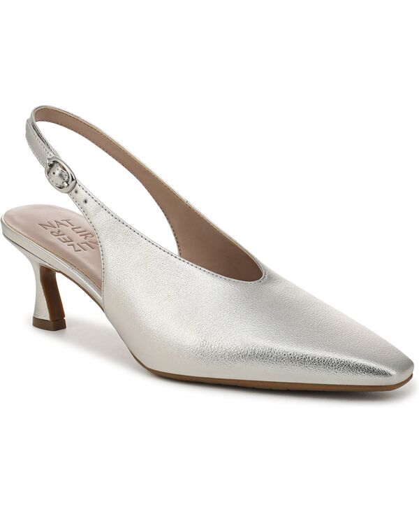ナチュライザー レディース シューズ パンプス 踵 Naturalizer Women\u0027s Embry Slingback Mid Heel Pumpsilver Sand Faux Leather 砂子
