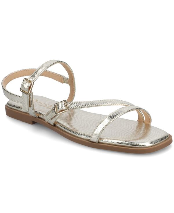 ジュルネ 寄せ合わせ レディース シューズ サンダル 非対称 Journee Collection Women\u0027s Briannasymmetrical Strappy Flat Sandals Champagne Lizard 三鞭酒