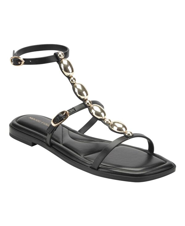 マークフィッシャー レディース シューズ サンダル Marc Fisher Women's Folai Ornamented Gladiator Flat Sandals Black ブラック｜ReVida 店