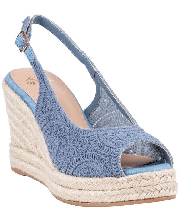 ジーシーシューズ レディース サンダル GC Shoes Women\u0027s Bowery Crochet Espadrille Wedge Sandals Blue 青碧