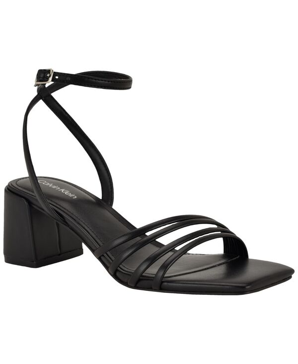 カルバンクライン レディース シューズ サンダル 踵 Calvin Klein Women\u0027s Pazey Strappy Block Heel Dressandals Black 黒いこと