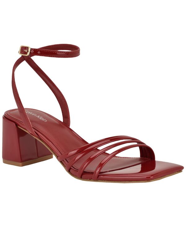カルバンクライン レディース シューズ サンダル 踵 Calvin Klein Women\u0027s Pazey Strappy Block Heel Dressandals Dark Red Patent 赤いこと