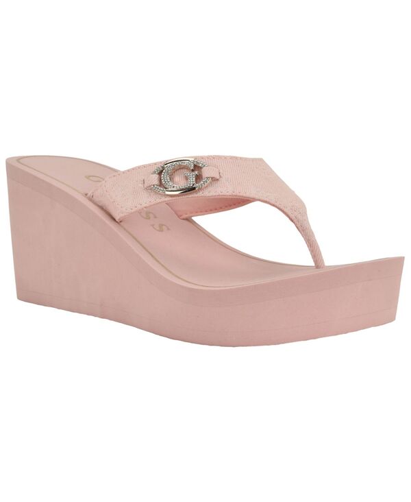 ゲス レディース シューズ サンダル ロゴタイプ GUESS Women\u0027shai Embellished Logo Wedge Sandalight Pink サクラ色