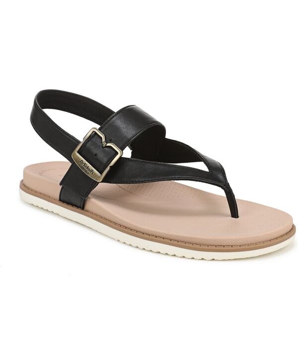 お医者さん・肩かけ レディース シューズ サンダル Dr. Scholl\u0027s Women\u0027so Chill Thong Sandals Black Faux Leather 黒いこと