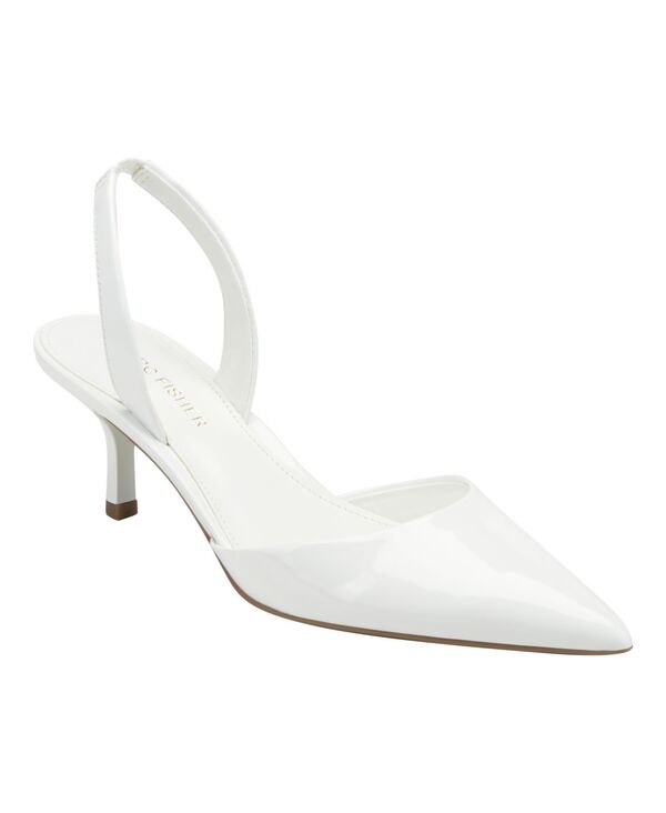 マークフィッシャー レディース シューズ パンプス 踵 Marc Fisher Women\u0027s Iced Slingbackitten Heel Pumps White Patent 白いこと