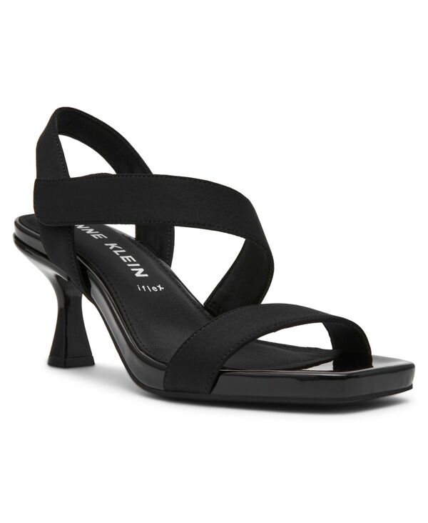 アンクライン レディース シューズ サンダル 非相称 Anne Klein Women\u0027s Justin Square Toe Asymmetrical Dressandals Black Stretch 黒いこと