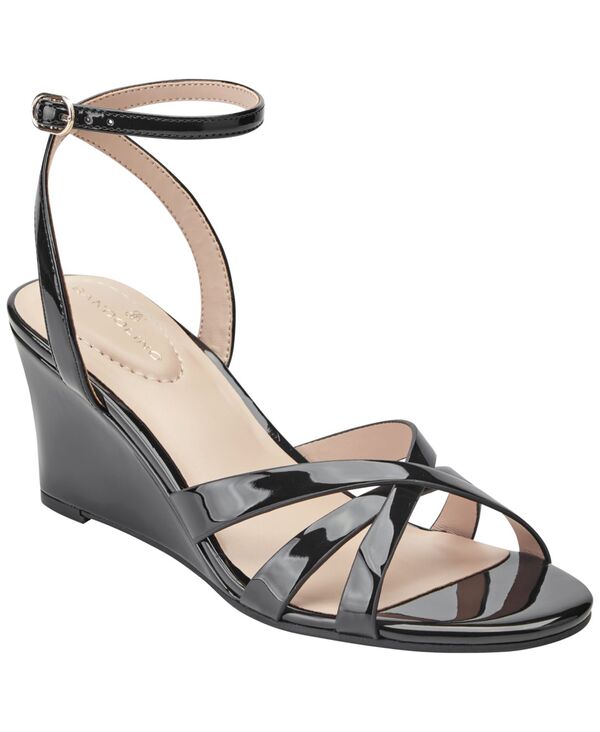 バンドリーノ レディース シューズ サンダル Bandolino Women\u0027s Adler Strappy Wedge Dressandals Black Patent 黒いこと