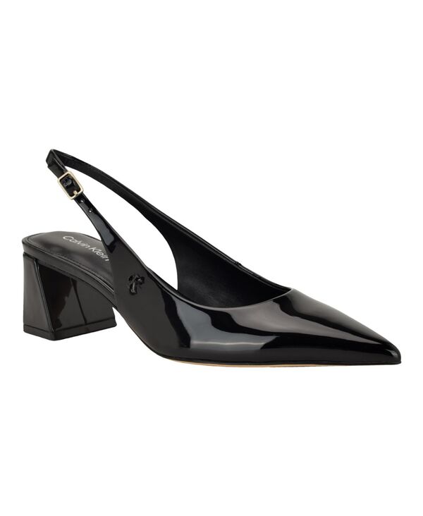 カルバンクライン レディース シューズ パンプス 踵 Calvin Klein Women\u0027sarra Block Heel Slingback Dress Pumps Black Patent 黒いこと