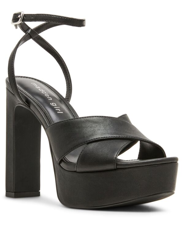 マッデンガール レディース シューズ サンダル プラットホーム Madden Girl Amber Crossband Platform Dressandals Black 黒いこと
