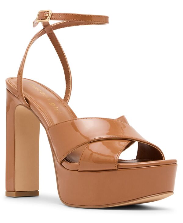 マッデンガール レディース シューズ サンダル プラットホーム Madden Girl Amber Crossband Platform Dressandals Caramel 黄金色