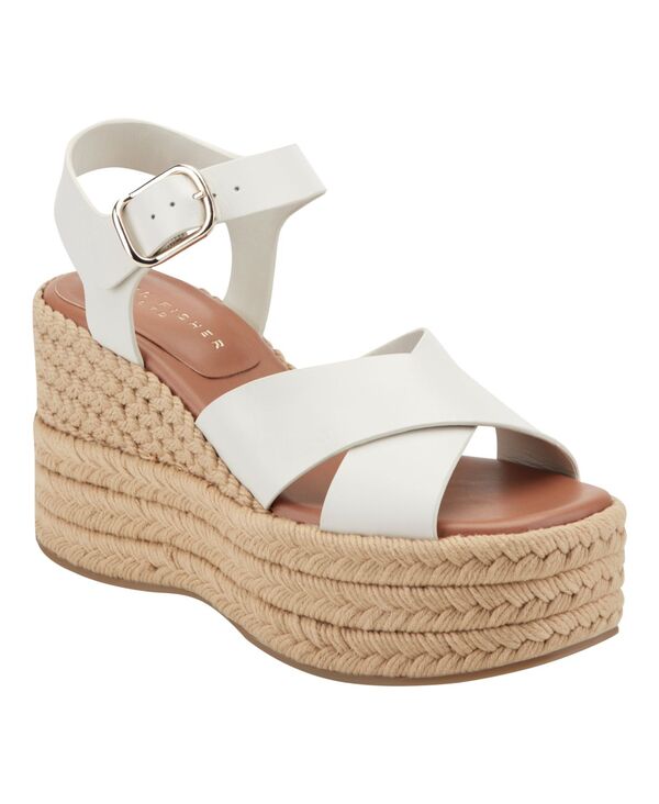 目じるし・フィッシャー レディース シューズ サンダル プラットホーム Marc Fisher LTD Women\u0027s Pasion Espadrille Platform Wedge Sandals Cream Leather 皮膚軟化剤