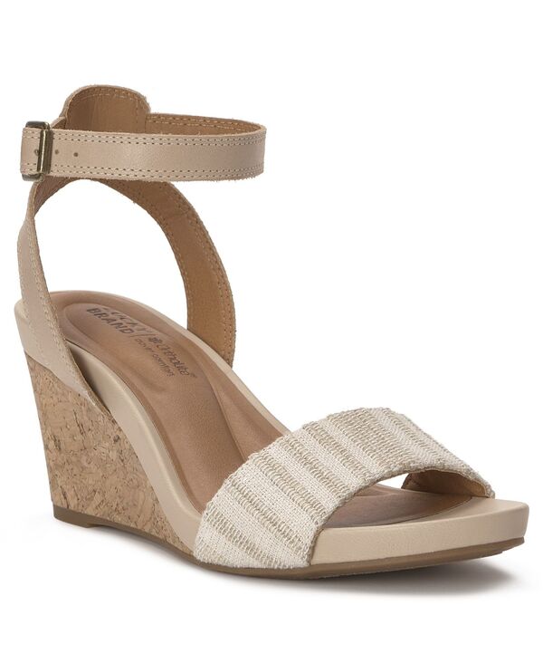ラッキーブランド レディース シューズ サンダル アンクル Lucky Brand Women\u0027s Lyndankle Strap Wedge Sandals Natural Multi Metallic Linen メタリック
