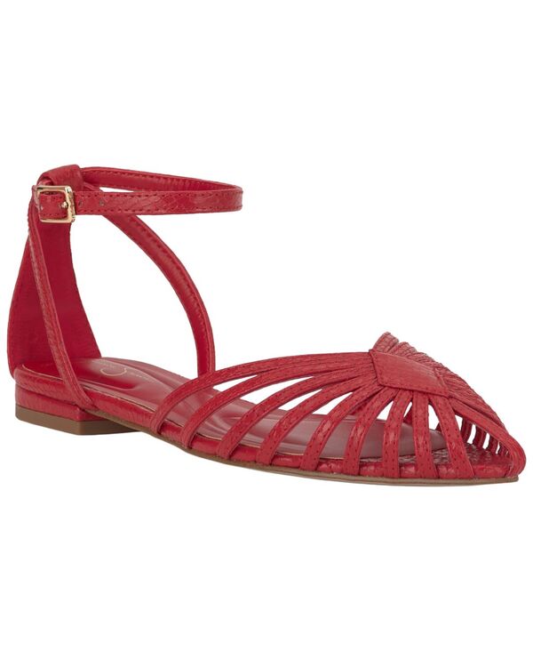 ジェシカシンプソン レディース シューズ サンダル Jessica Simpson Women\u0027s Eulean Huarache Pointed Toe Flat Sandals Red Muse Glazed Snake 赤いこと