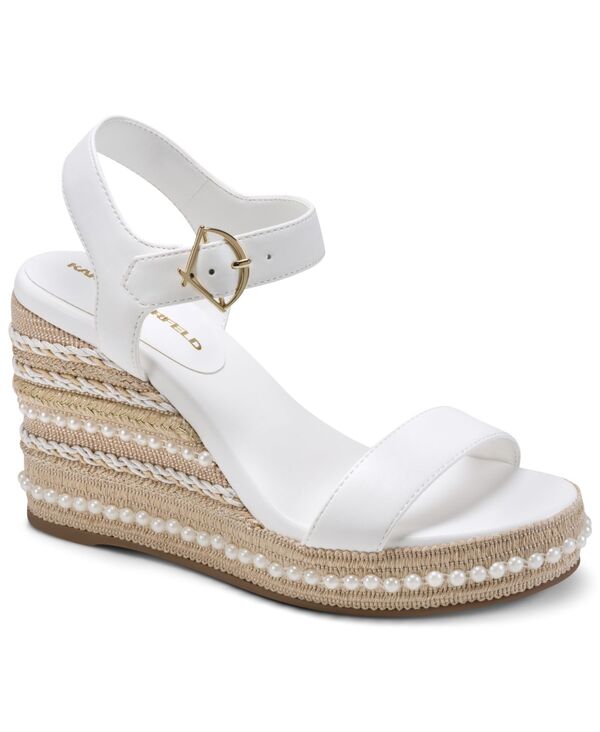 長い巻き毛 ラガーフェルド レディース シューズ サンダル KARLAGERFELD PARIS Women\u0027s Calzona Round Toe Wedge Sandals Bright White 白いこと