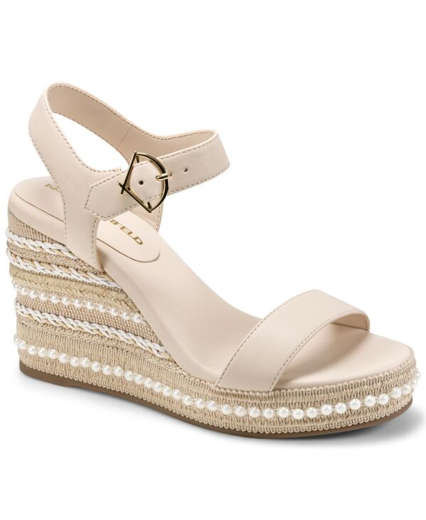 長い巻き毛 ラガーフェルド レディース シューズ サンダル KARLAGERFELD PARIS Women\u0027s Calzona Round Toe Wedge Sandals New Nude