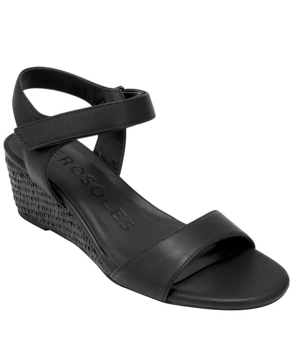 エアロソールズ レディース シューズ サンダル Aerosoles Women\u0027s Wel Open Toe Wedge Sandals Black 黒いこと
