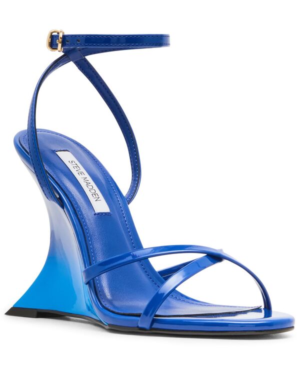 スティーブ マデン レディース シューズ サンダル Steve Madden Women\u0027s Layerstrappy Sculpted Wedge Sandals Cobalt Blue Multi 青色