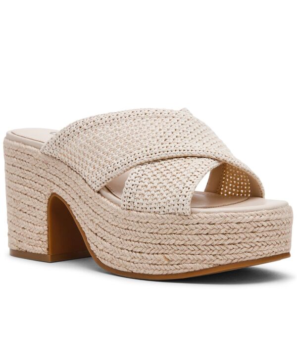 スティーブ マデン レディース シューズ サンダル プラットホーム Steve Madden Women\u0027s Truthful Crossband Platform Sandals Natural Raffia