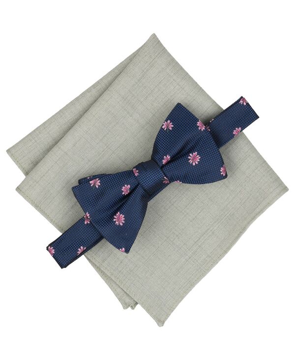 バースリー メンズ アクセサリー ネクタイ フラワー柄 フラワー Bar III Men's Grace Floral Bow Tie & Pocket Square 2-Piece Set Navy ネイビー｜ReVida 店
