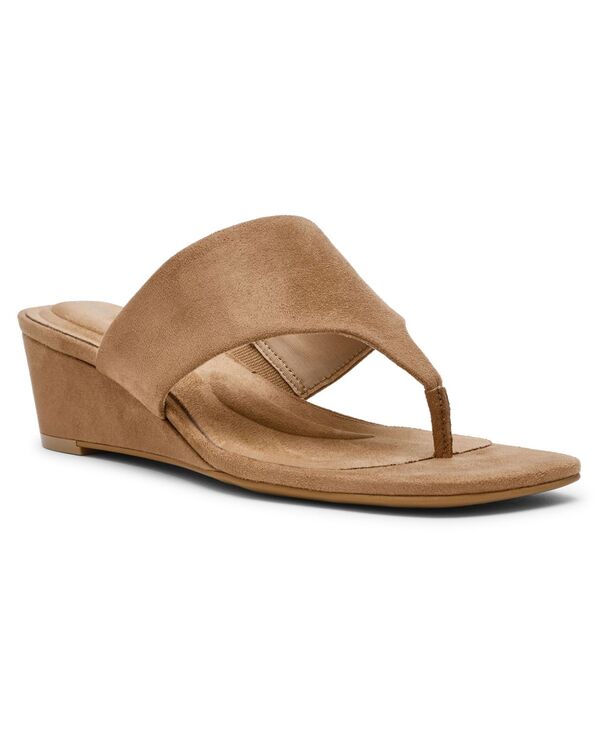 アンクライン レディース シューズ サンダル Anne Klein Anne Kling Women\u0027s Willing Thong Wedge Sandalsand Suede 砂子