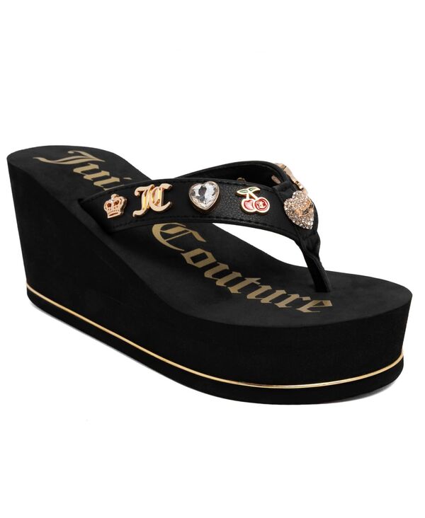 ジューシークチュール レディース シューズ サンダル プラットホーム Juicy Couture Women\u0027s Uchino Platform Thong Wedge Sandals Black 黒いこと