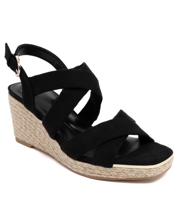 ジョーンズニューヨーク州 レディース シューズ サンダル Jones New York Women\u0027s Harila Strappy Espadrille Wedge Sandals Black 黒いこと