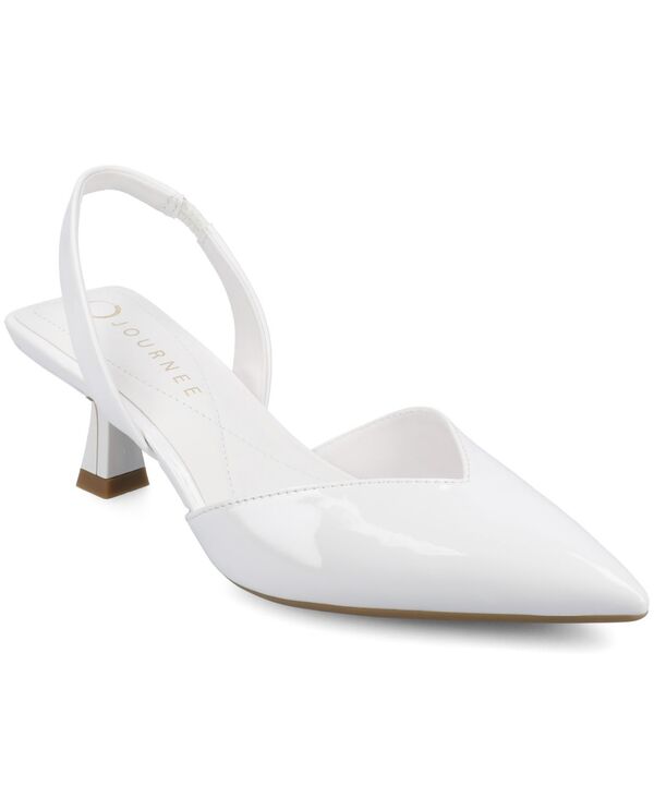 ジュルネ 寄せあわせ レディース シューズ パンプス Journee Collection Women\u0027s Fallon Low Pointed Toe Pumps White 白いこと