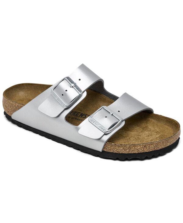 ビルケンシュトック レディース シューズ サンダル Birkenstock Women\u0027s Arizona Birko-Flor Sandals from Finish Line Metallic Silver しろがね色