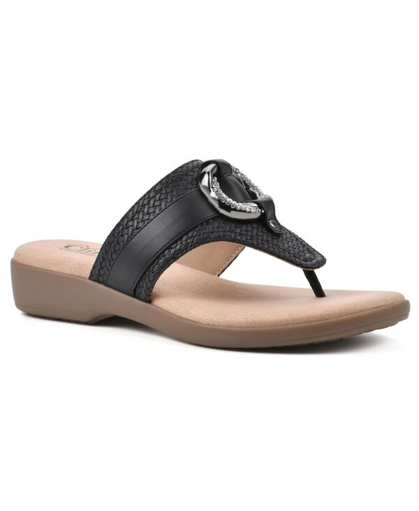 クリフバイホワイトマウンテン レディース シューズ サンダル Cliffs by White Mountain Women\u0027s Benedicthong Comfort Sandal Black Woven 黒いこと