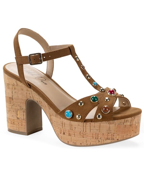 ワイルド 二人組 レディース シューズ サンダル プラットホーム 踵 Wild Pair Women\u0027s Jillien Platform Higheel Dressandals Acorn Brown 赤銅色