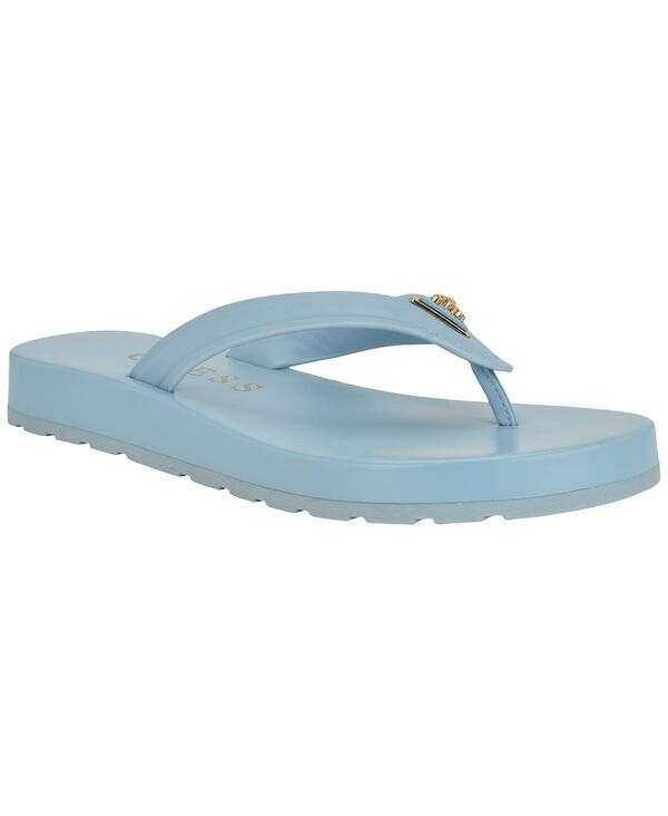 ゲス レディース シューズ サンダル ロゴタイプ GUESS Women\u0027s Candry Triangle Logo EVA Thong Sandals Light Blue 青碧