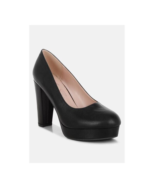 ロンドンラグ レディース シューズ サンダル なめし革 フェイクレザー 踵 London Rag Women\u0027s Damsor Faux Leather Block Heel Pumps Black 黒いこと