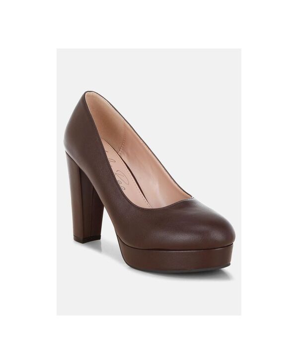 ロンドンラグ レディース シューズ サンダル なめし革 フェイクレザー 踵 London Rag Women\u0027s Damsor Faux Leather Block Heel Pumps Brown 赤銅色