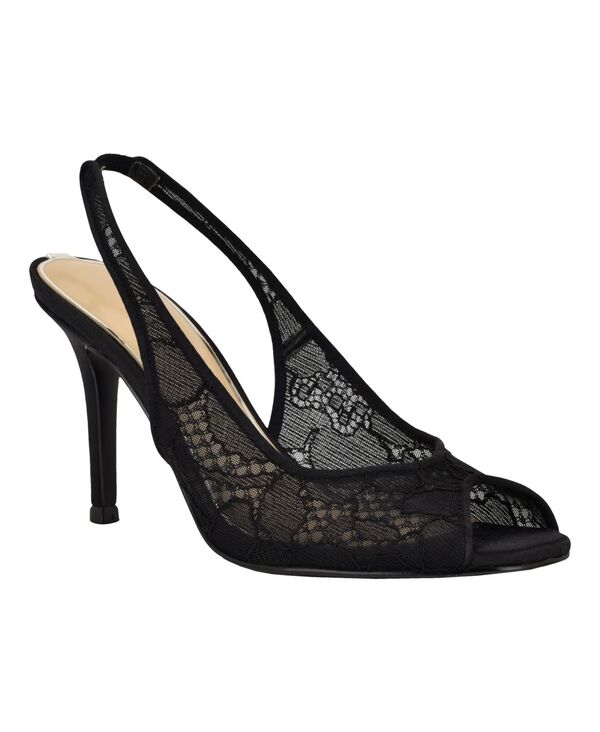 ゲス レディース シューズ パンプス スピード競技 GUESS Women\u0027s Kisco Lace Peep Toe Slingback Pumps Black Lace 黒いこと