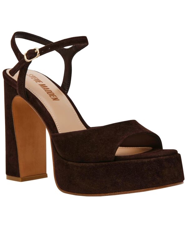 スティーブ マデン レディース シューズ サンダル プラットホーム Steve Madden Women\u0027s Liandra Platform Dressandals Chocolate Suede 黒茶