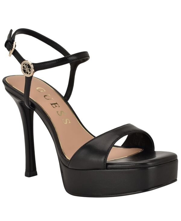 ゲス レディース シューズ サンダル プラットホーム GUESS Women\u0027s Hendora Platform Stiletto Dressandals Black Leather 黒いこと